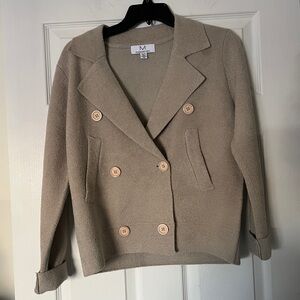 M MAGASCHONI Soft Comfy Textured Double Breasted Beige Cardigan, X-Small